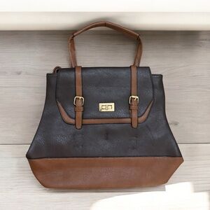 Brown Vegan Leather Backpack with Adjustable Straps